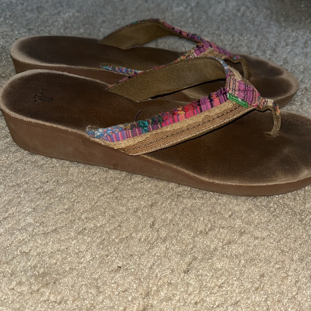 🩴 Sanuk wedge flip flops SS1 - Picture 2 of 5